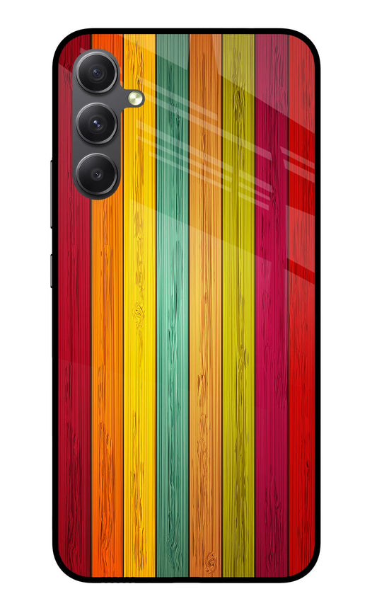 Multicolor Wooden Samsung A34 5G Glass Case