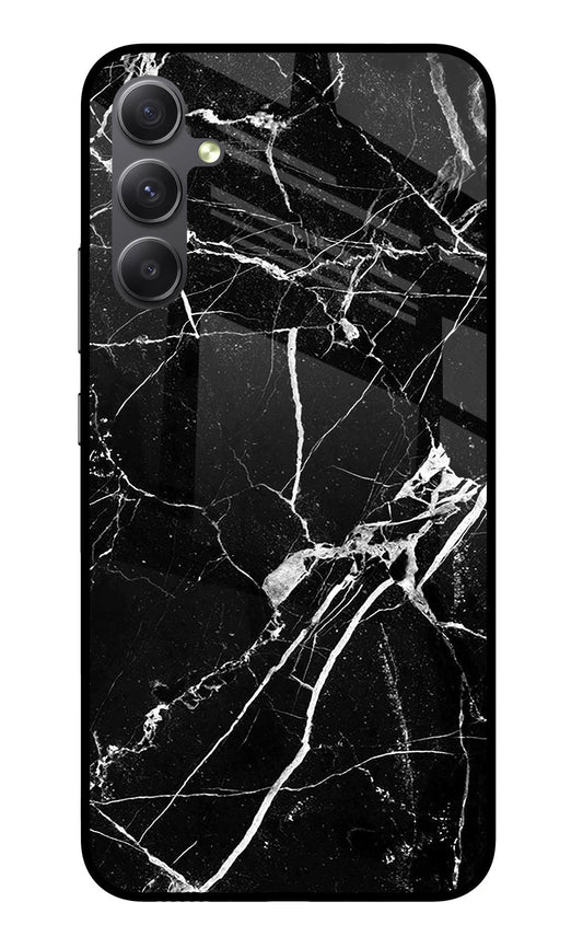 Black Marble Pattern Samsung A34 5G Glass Case