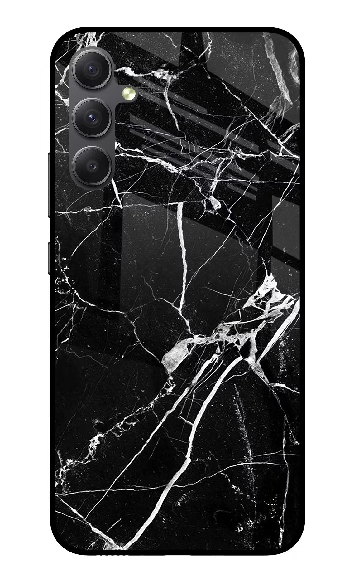 Black Marble Pattern Samsung A34 5G Glass Case Back Cover by Casekaro