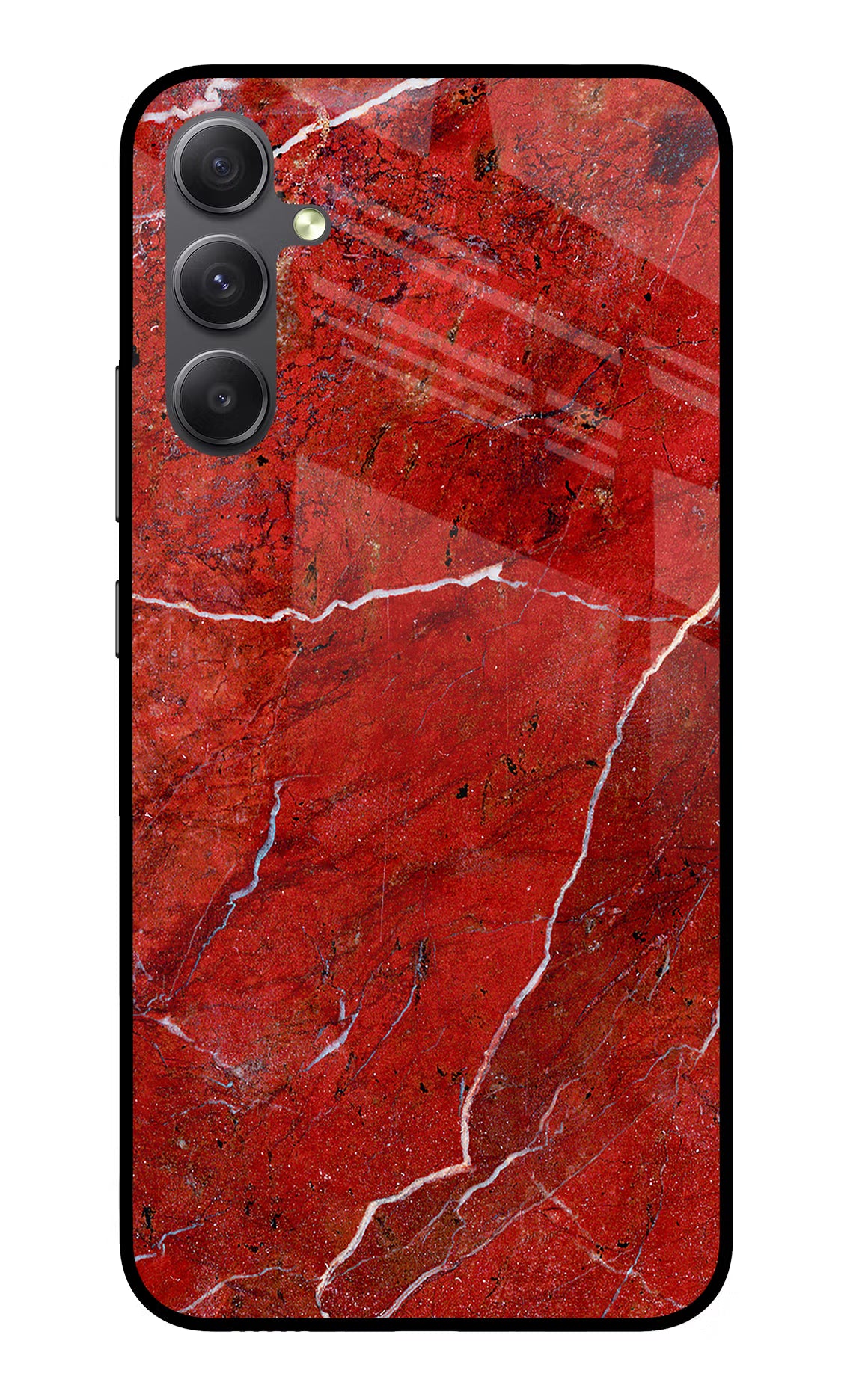 Red Marble Design Samsung A34 5G Glass Case Back Cover by Casekaro