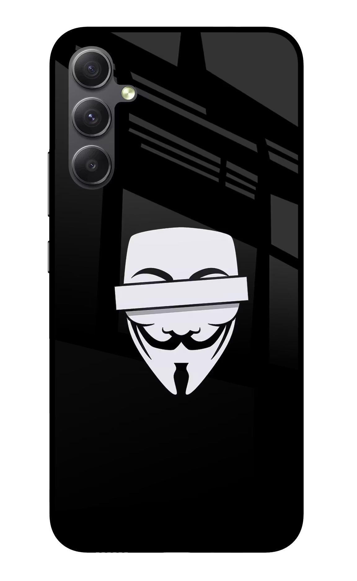 Anonymous Face Samsung A34 5G Glass Case Back Cover by Casekaro