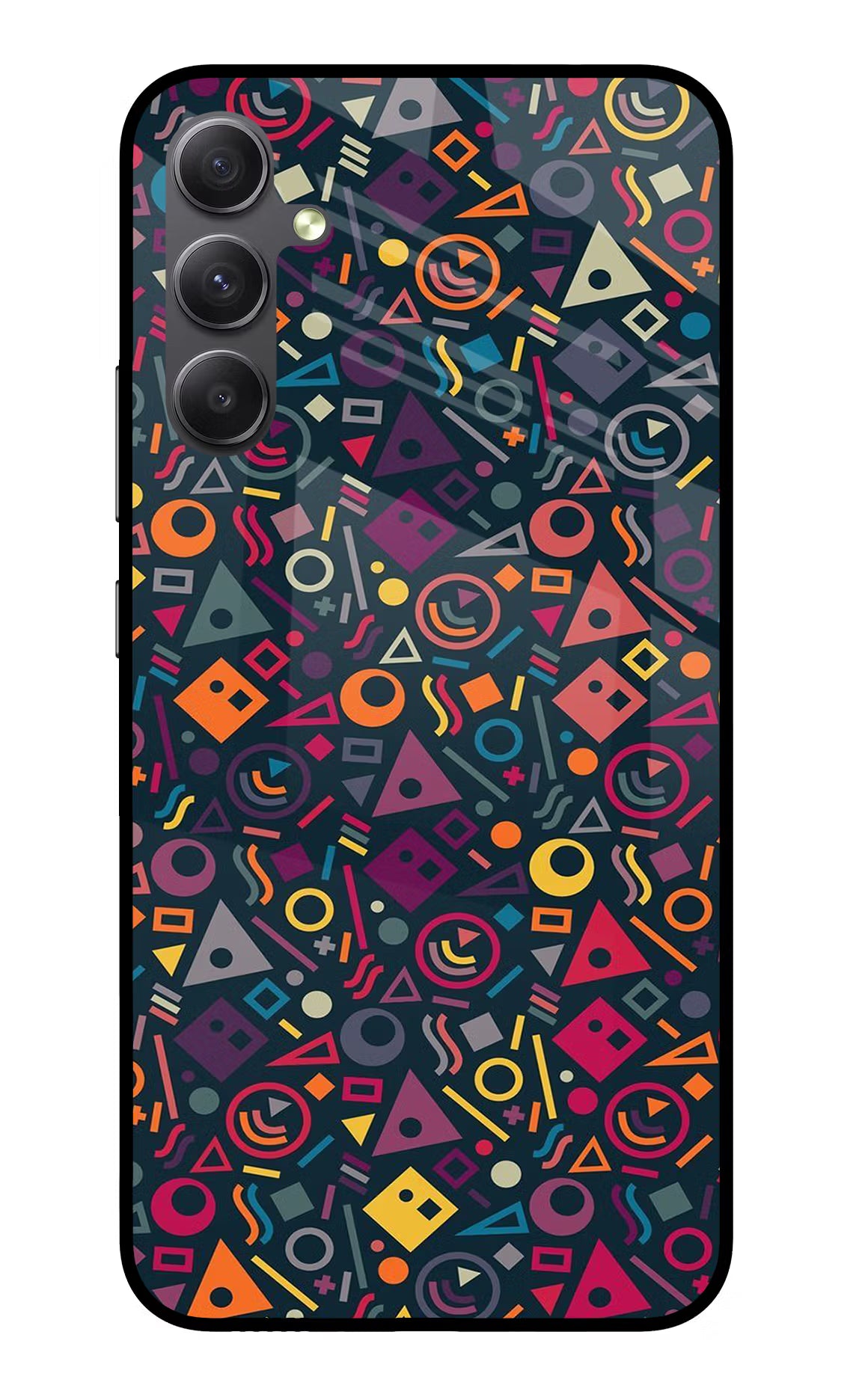 Geometric Abstract Samsung A34 5G Glass Case Back Cover by Casekaro