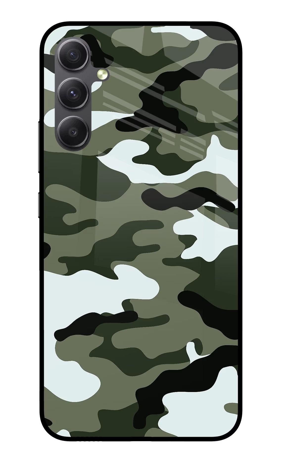 Camouflage Samsung A34 5G Glass Case Back Cover by Casekaro
