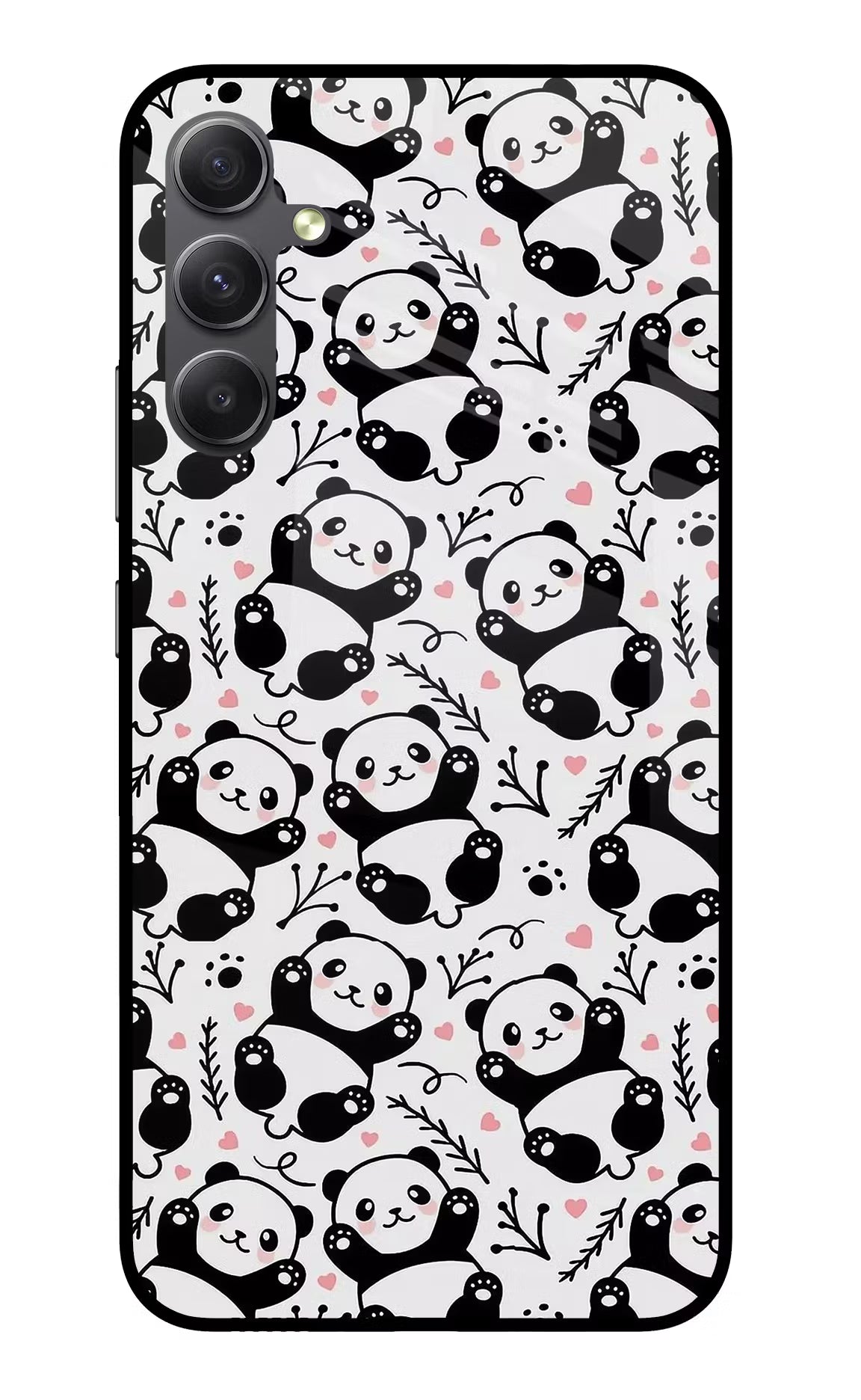 Cute Panda Samsung A34 5G Glass Case Back Cover by Casekaro
