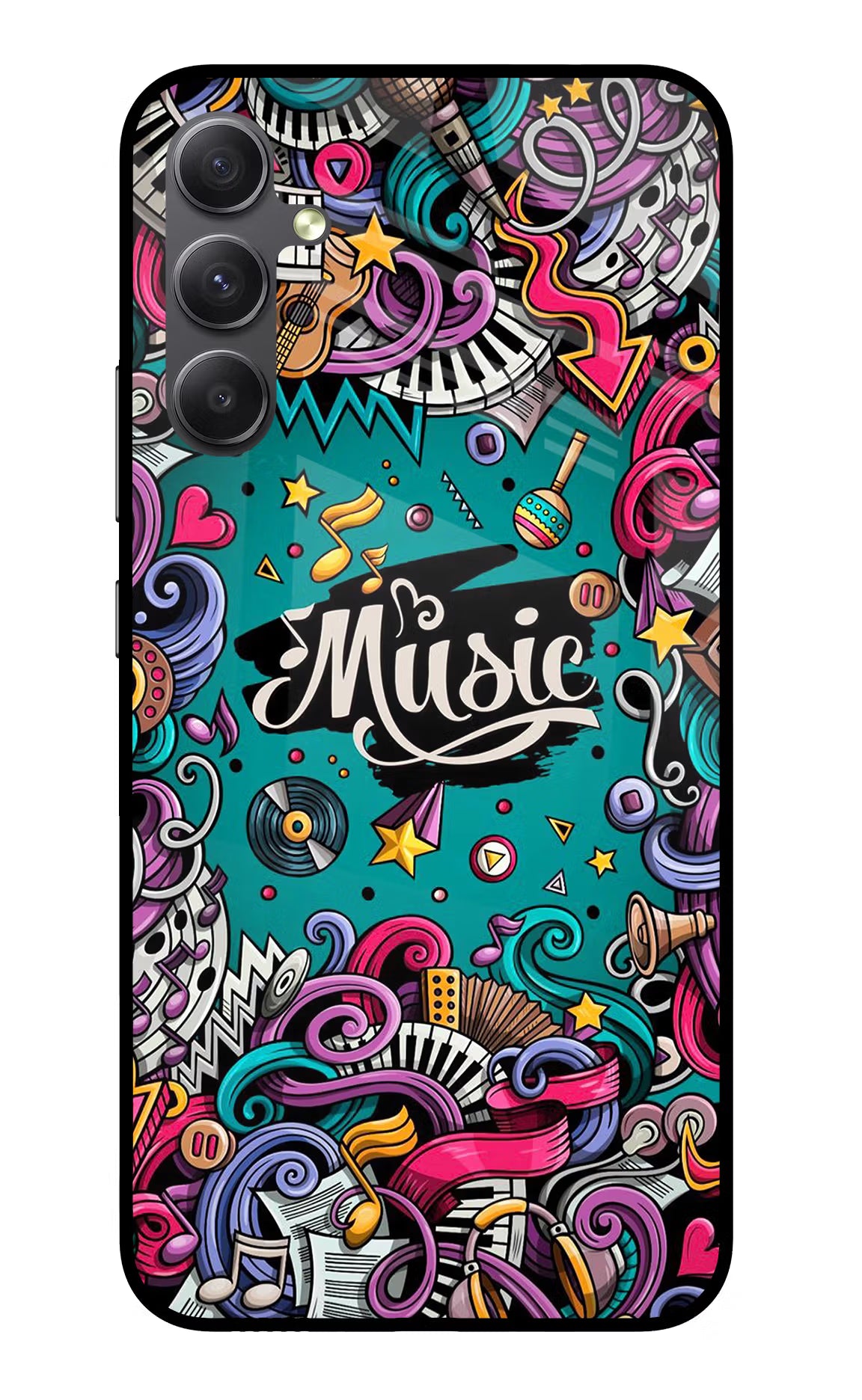 Music Graffiti Samsung A34 5G Glass Case Back Cover by Casekaro