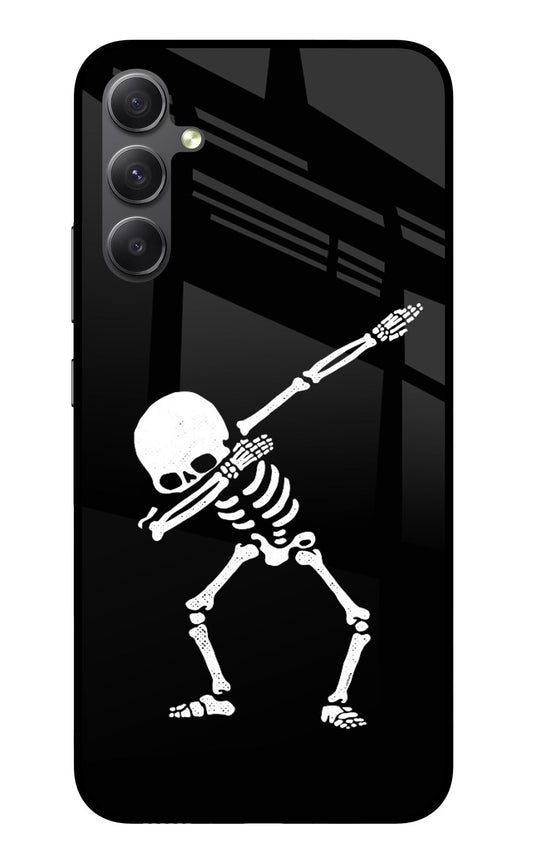 Dabbing Skeleton Art Samsung A34 5G Glass Case