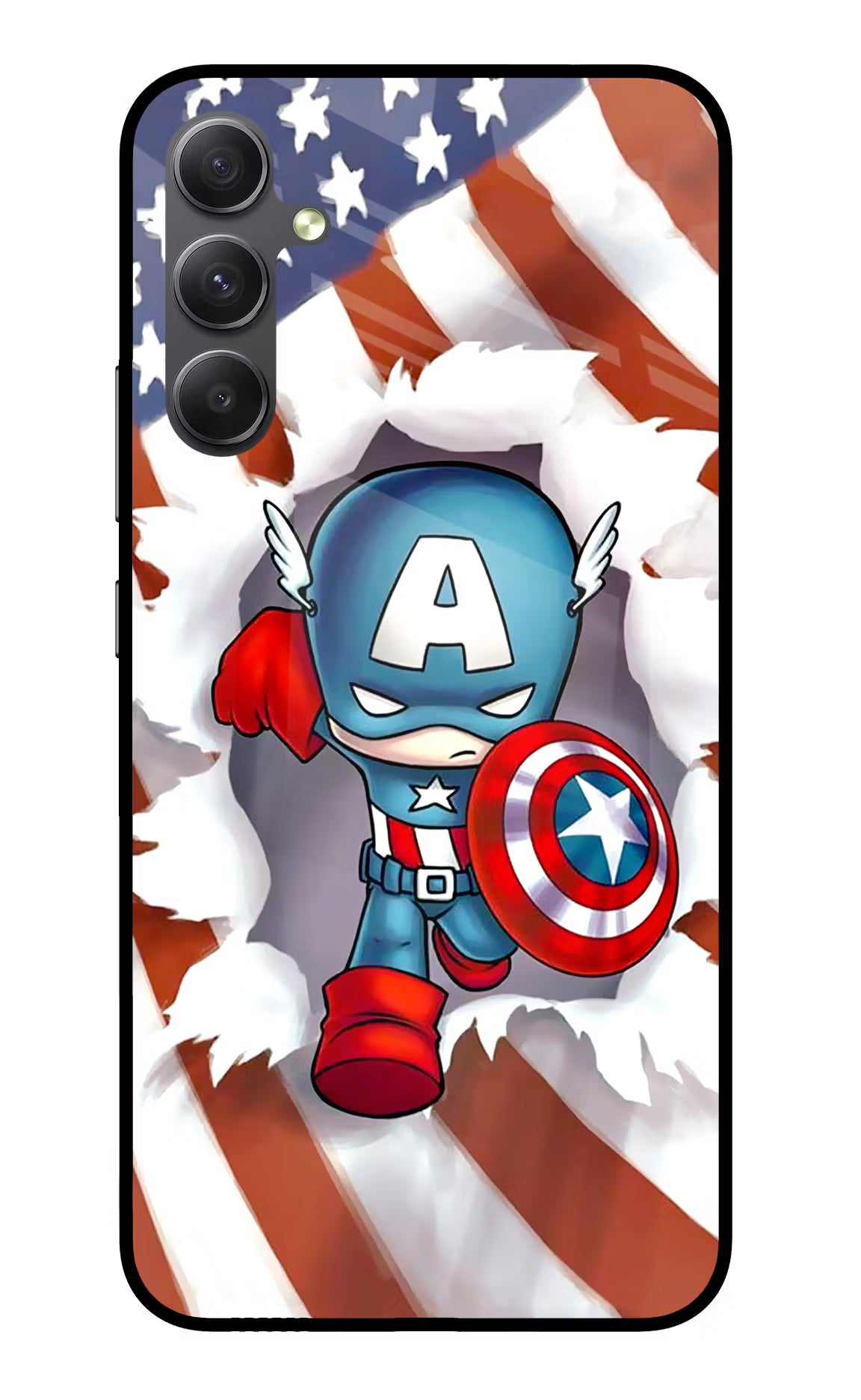 Captain America Samsung A34 5G Glass Case Back Cover by Casekaro