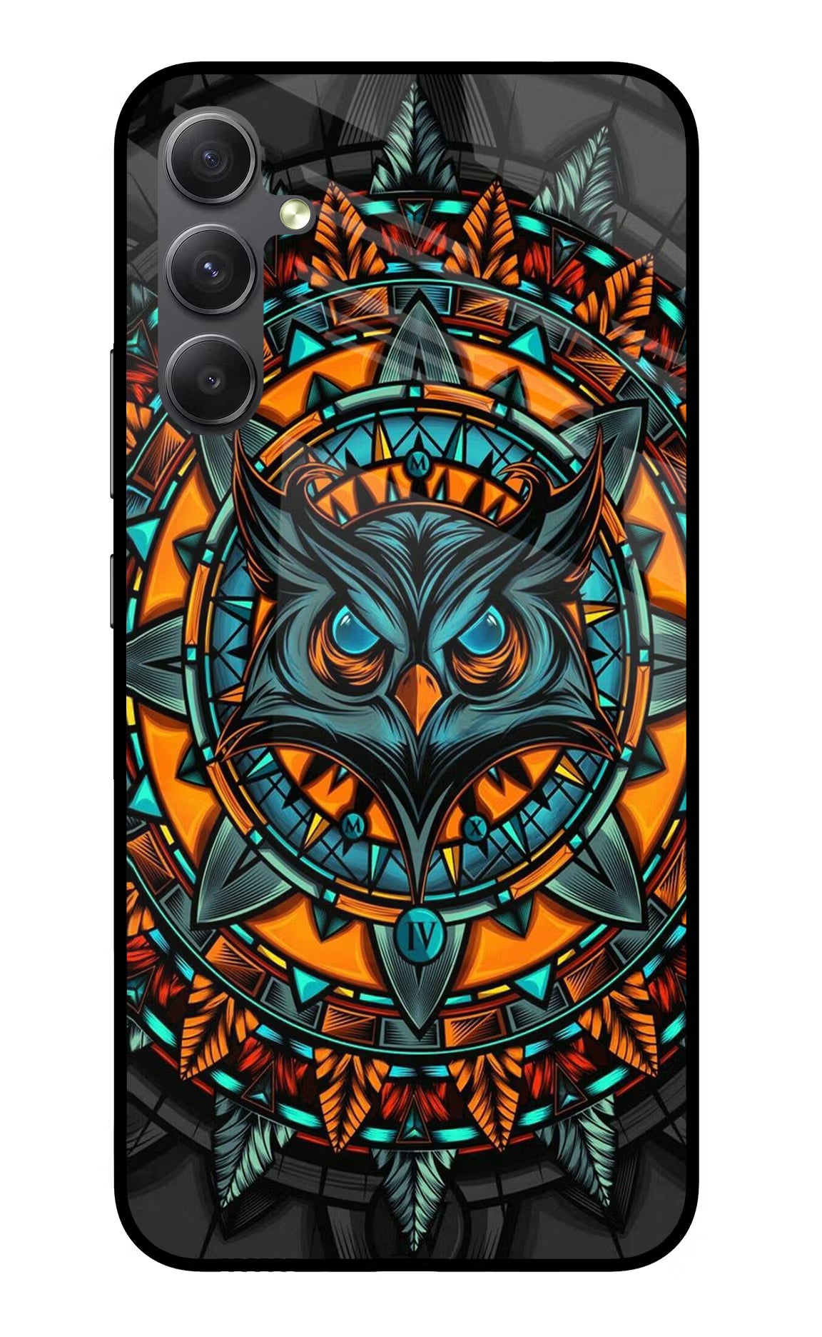 Angry Owl Art Samsung A34 5G Glass Case Back Cover by Casekaro