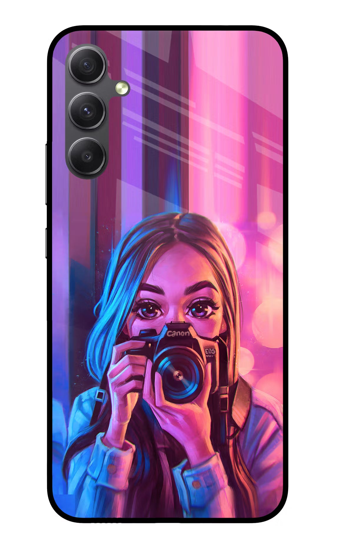 Girl Photographer Samsung A34 5G Glass Case Back Cover by Casekaro