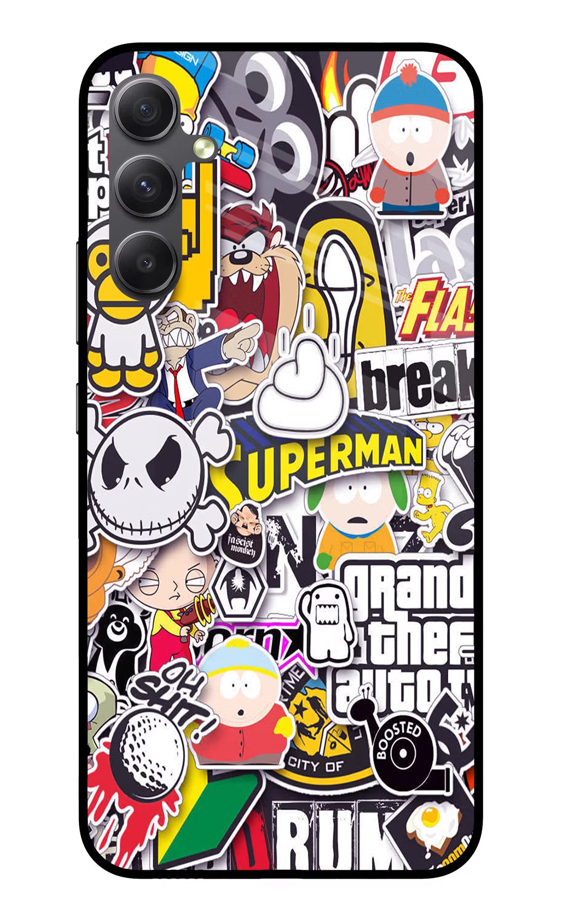 Sticker Bomb Samsung A34 5G Glass Case Back Cover by Casekaro