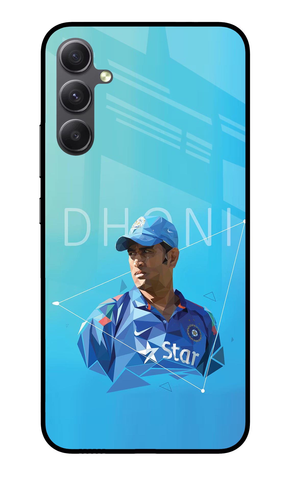 Dhoni Artwork Samsung A34 5G Glass Case Back Cover by Casekaro