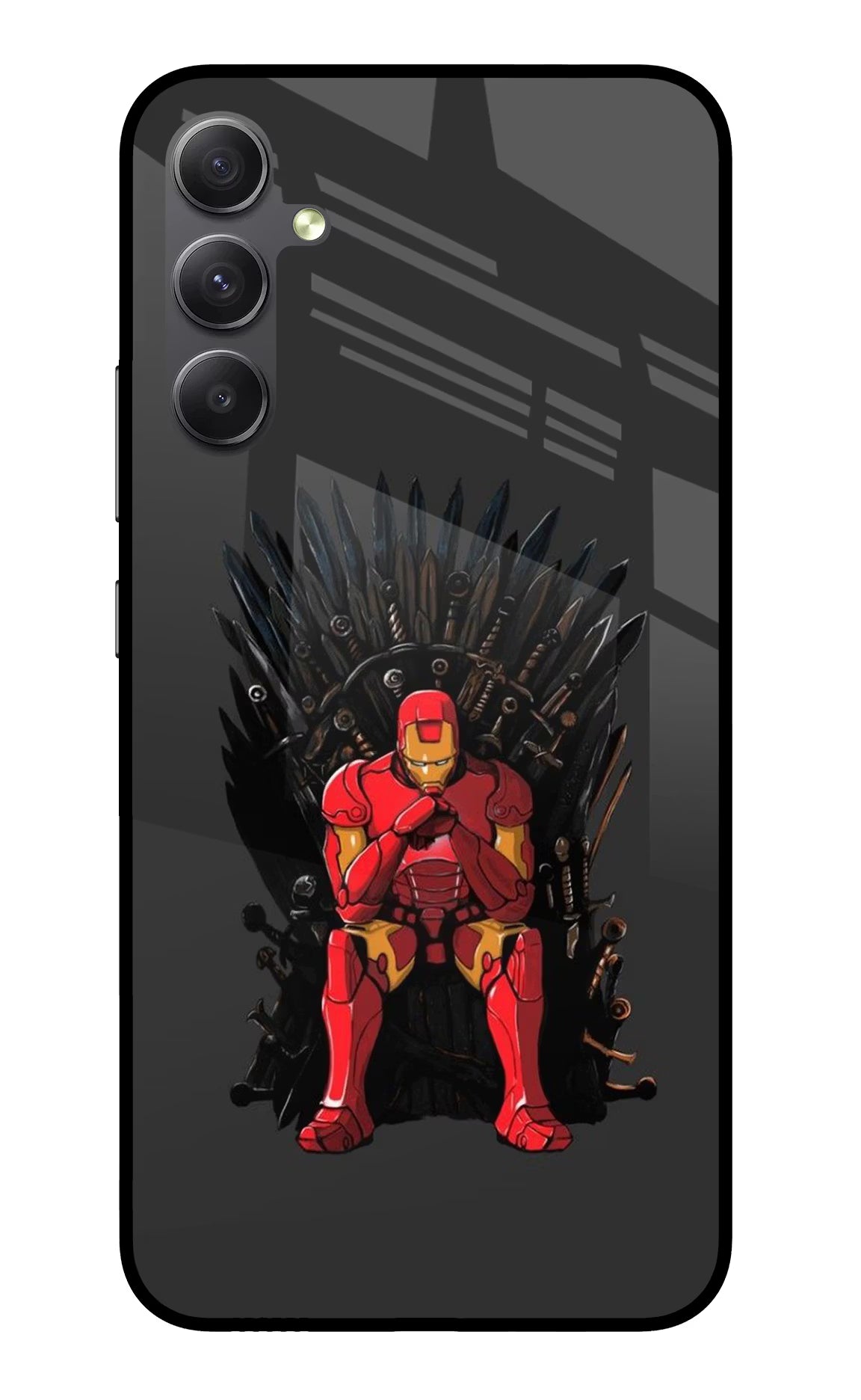 Ironman Throne Samsung A34 5G Glass Case Back Cover by Casekaro