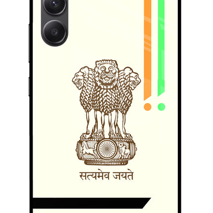 Satyamev Jayate Brown Logo Samsung A34 5G Glass Case