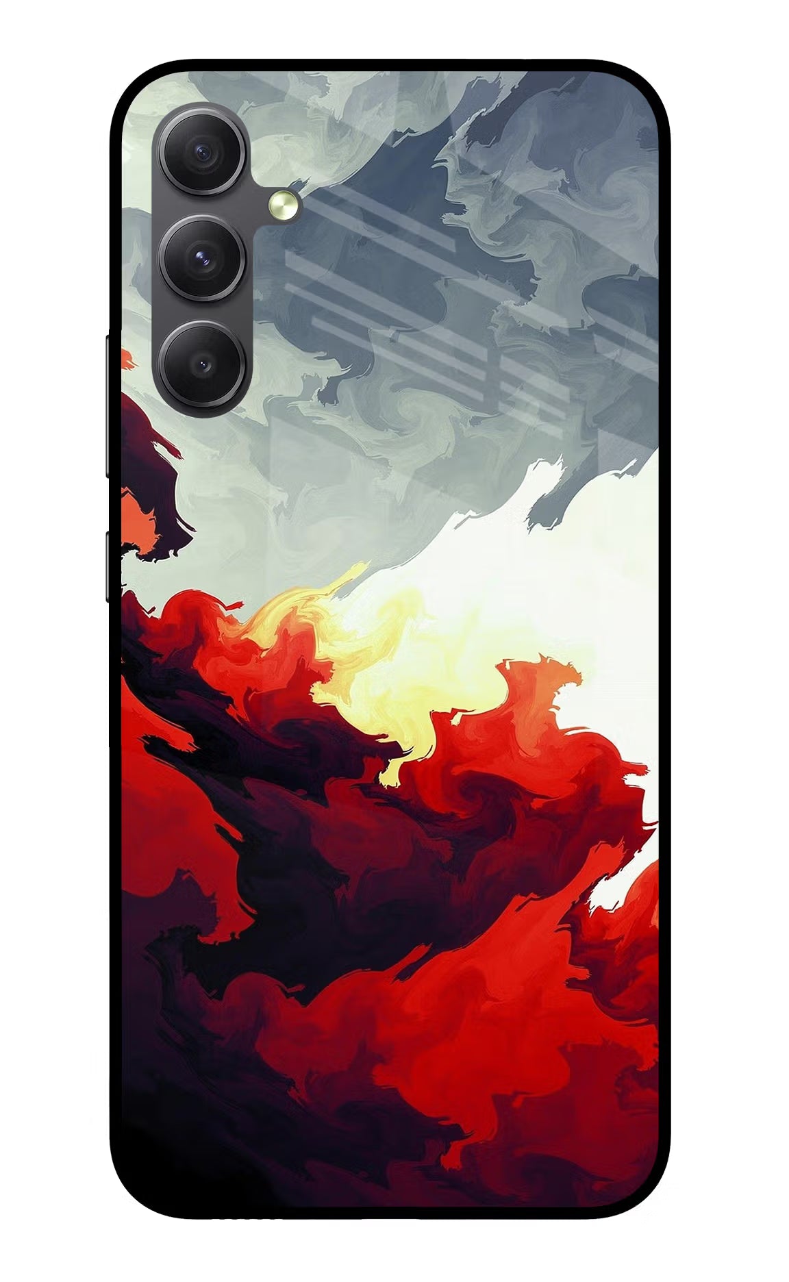 Fire Cloud Samsung A34 5G Glass Case Back Cover by Casekaro