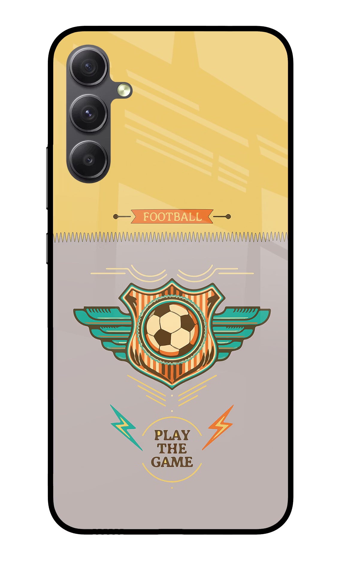 Football Samsung A34 5G Glass Case Back Cover by Casekaro