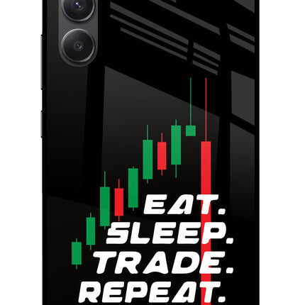 Eat Sleep Trade Repeat Samsung A34 5G Glass Case