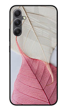White Pink Leaf Samsung A34 5G Glass Case