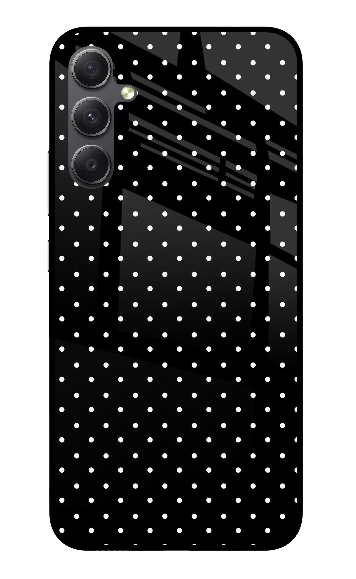 White Dots Samsung A34 5G Glass Case Back Cover by Casekaro