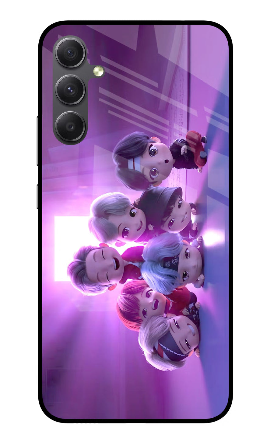 BTS Chibi Samsung A34 5G Back Cover, Glass case