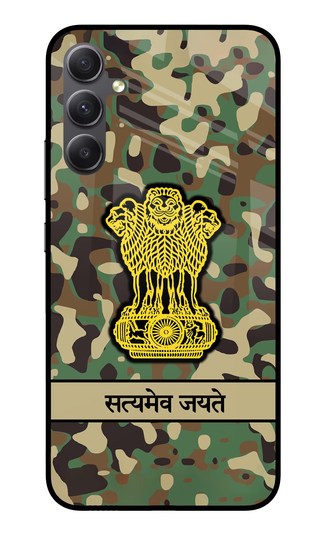 Satyamev Jayate Army Samsung A34 5G Glass Case Back Cover by Casekaro
