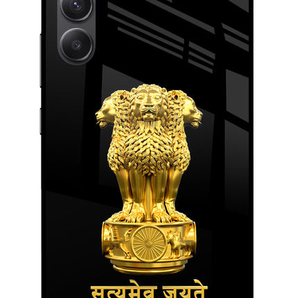 Satyamev Jayate Golden Samsung A34 5G Glass Case