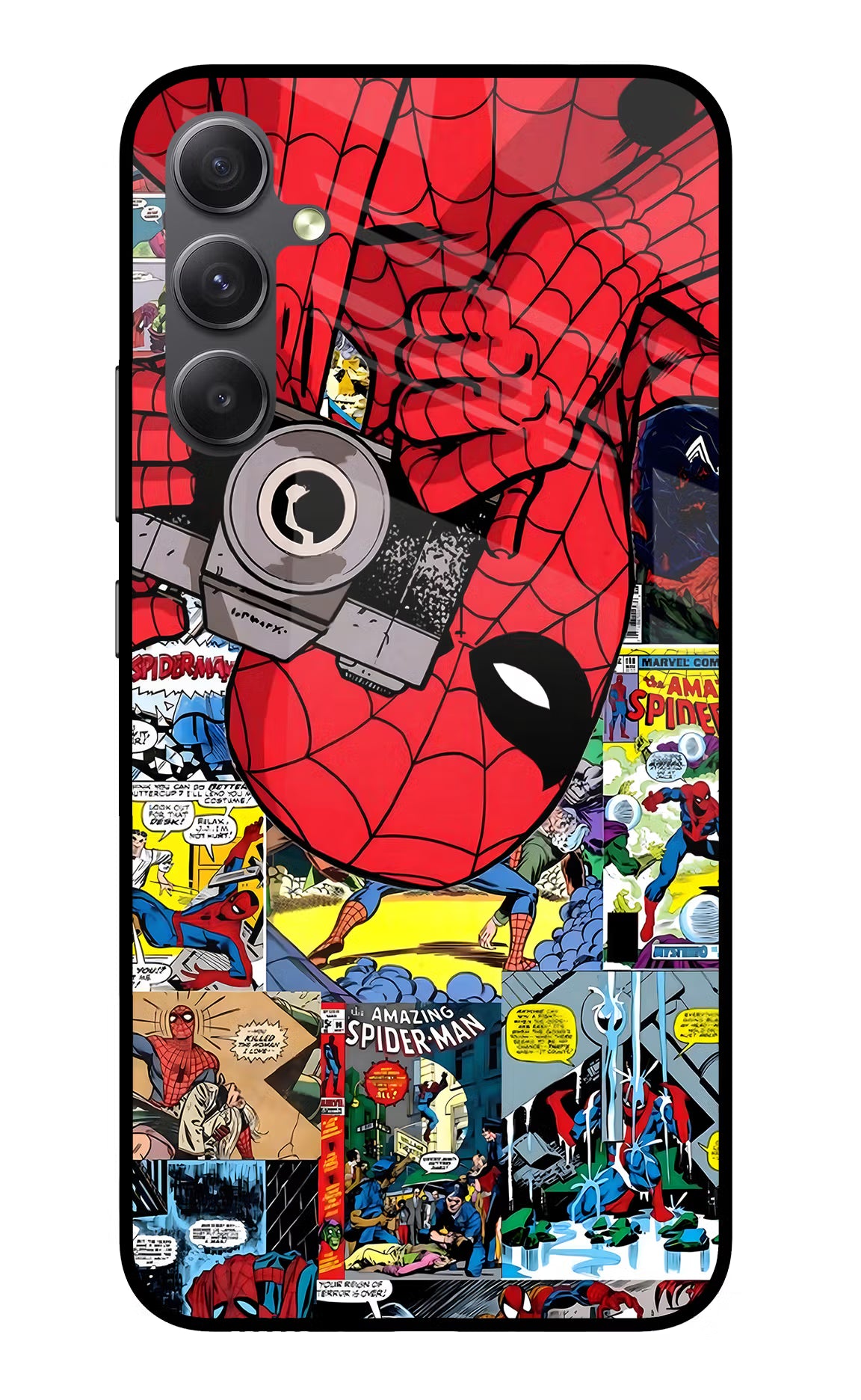 Spider Man Samsung A34 5G Glass Case Back Cover by Casekaro
