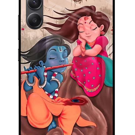 Radhe Krishna Samsung A34 5G Glass Case Back Cover by Casekaro