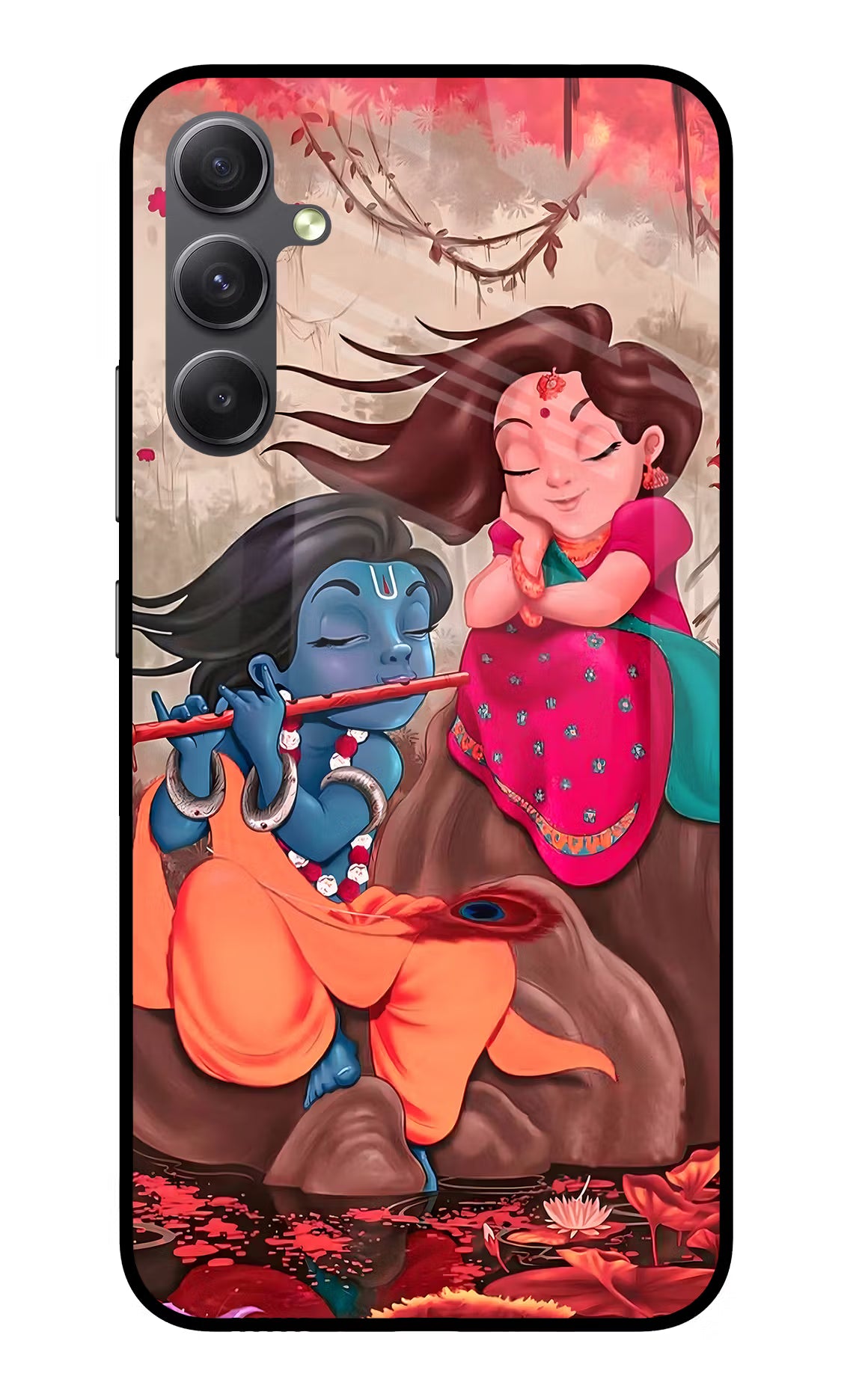 Radhe Krishna Samsung A34 5G Glass Case Back Cover by Casekaro
