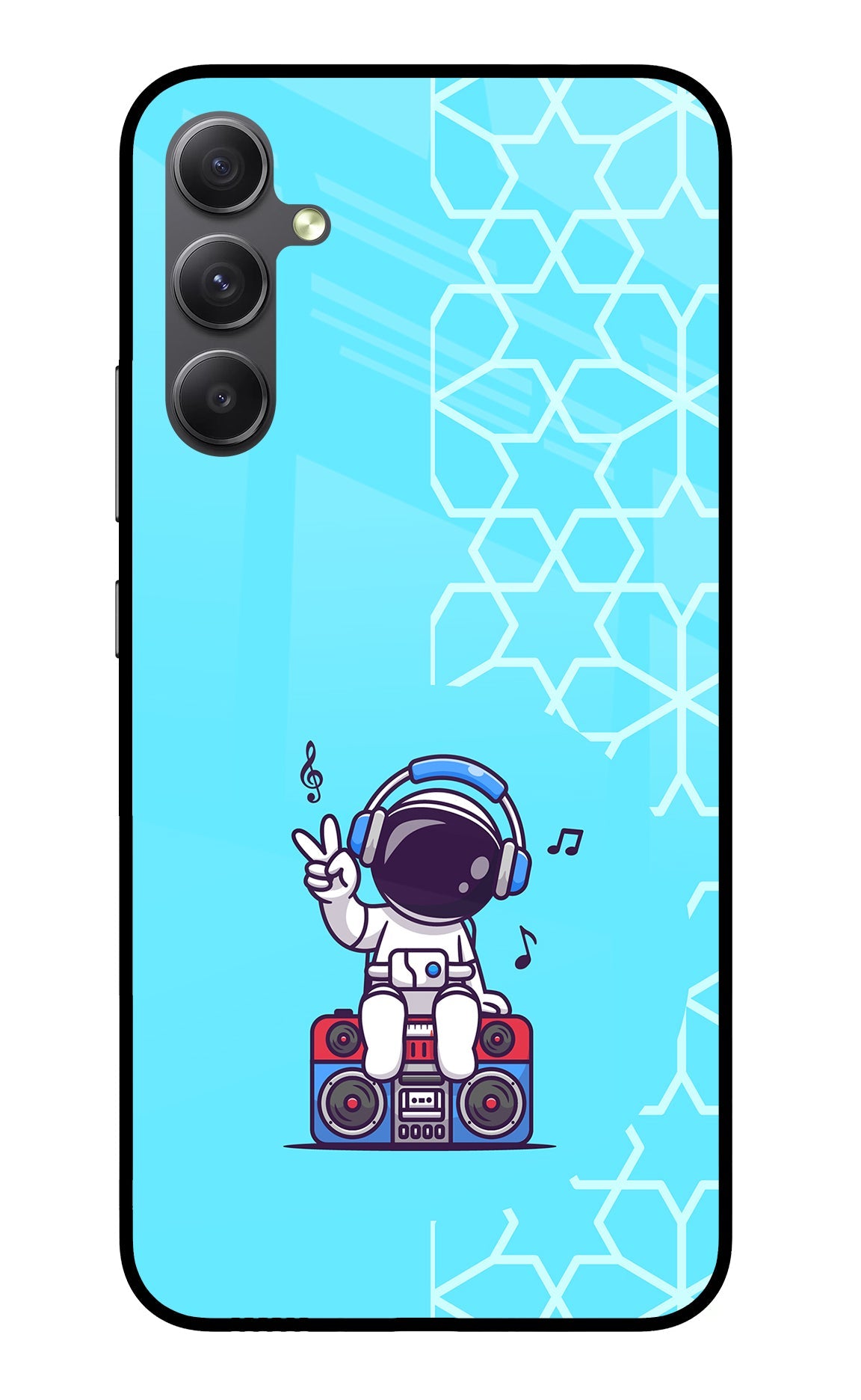 Cute Astronaut Chilling Samsung A34 5G Glass Case