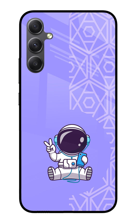 Cute Astronaut Chilling Samsung A34 5G Glass Case