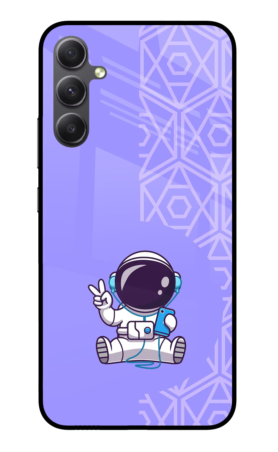 Cute Astronaut Chilling Samsung A34 5G Glass Case Back Cover by Casekaro