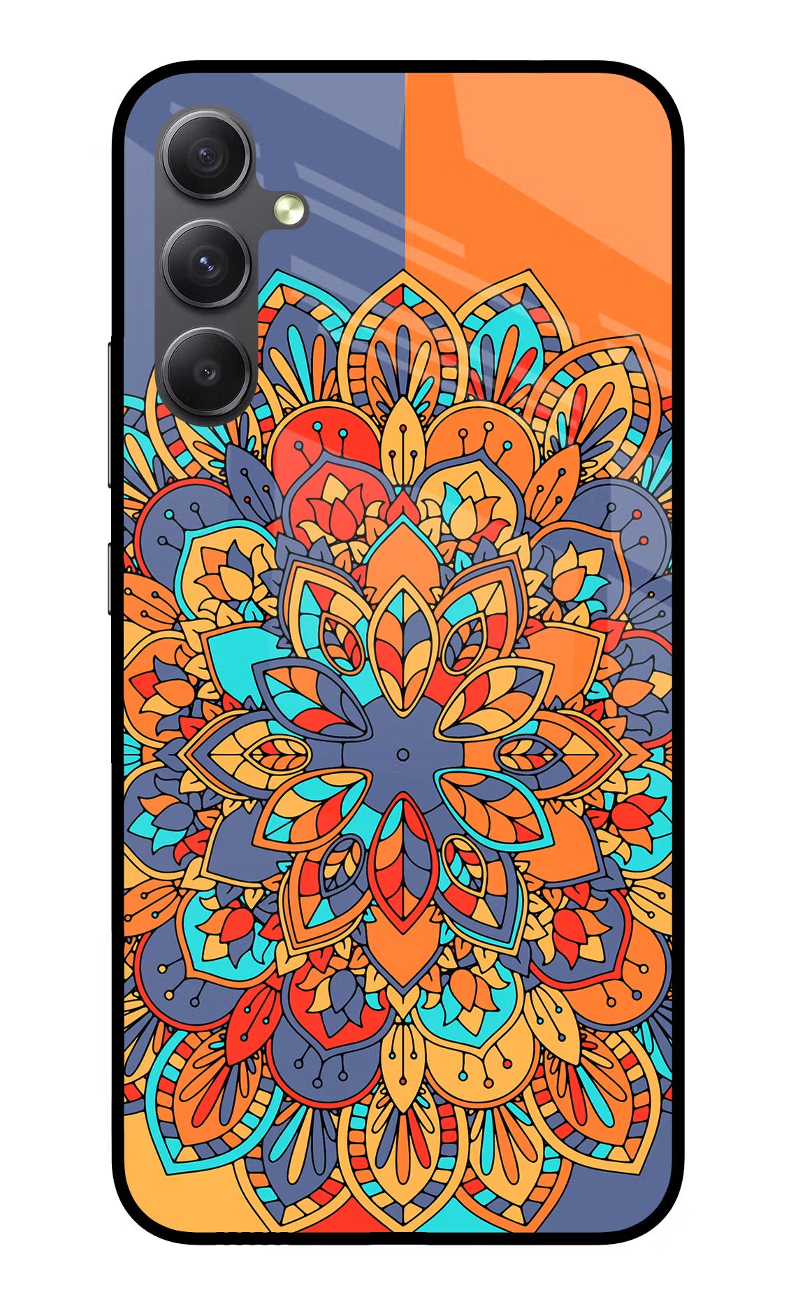Color Mandala Samsung A34 5G Glass Case Back Cover by Casekaro