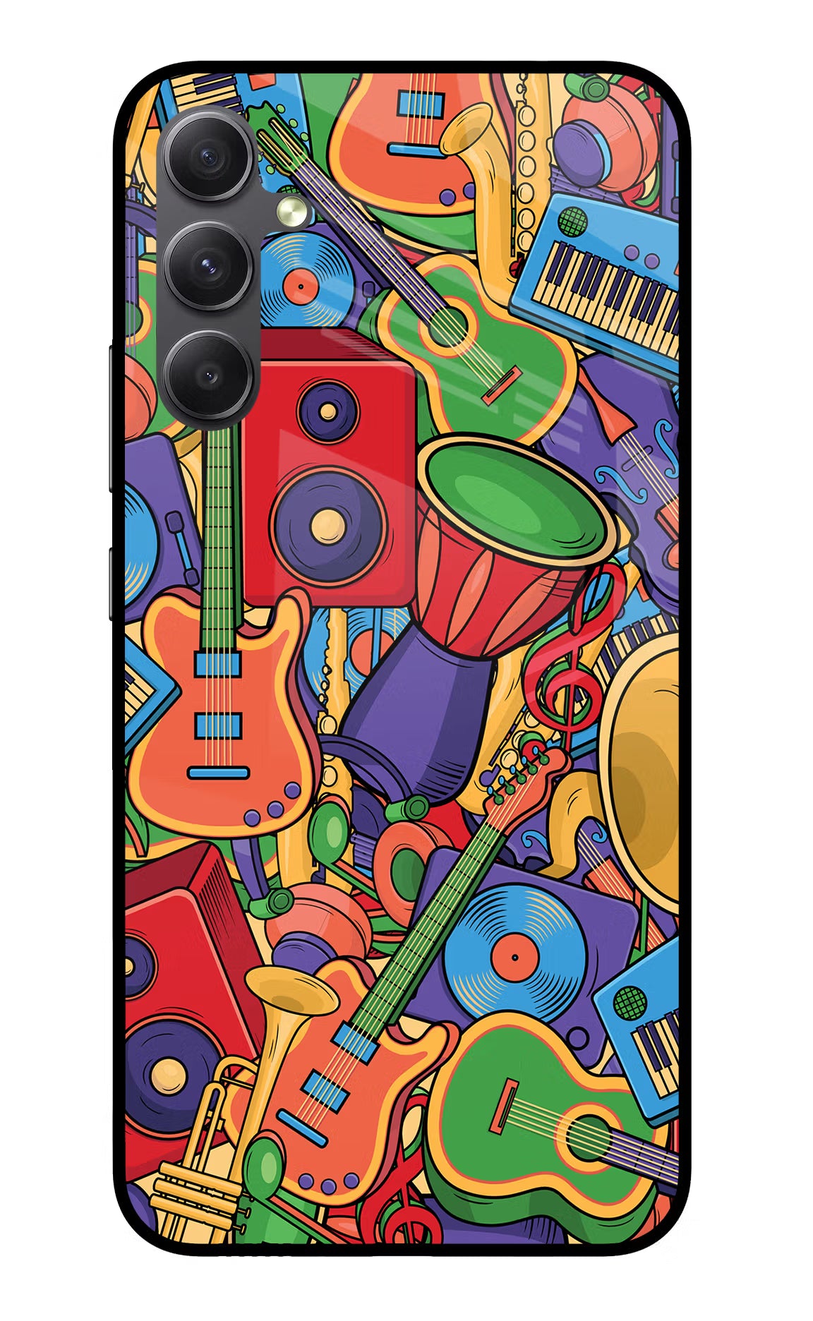 Music Instrument Doodle Samsung A34 5G Glass Case Back Cover by Casekaro