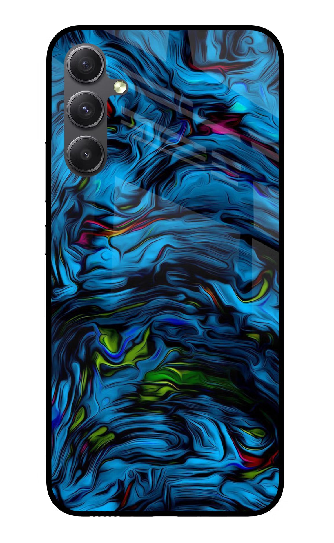 Dark Blue Abstract Samsung A34 5G Glass Case Back Cover by Casekaro