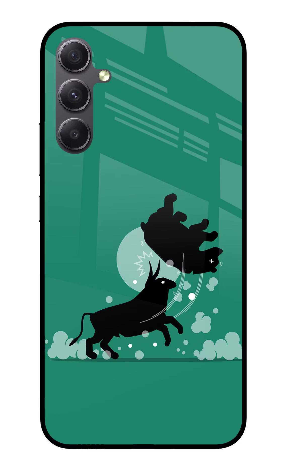 Bull Conqueror Samsung A34 5G Glass Case Back Cover by Casekaro