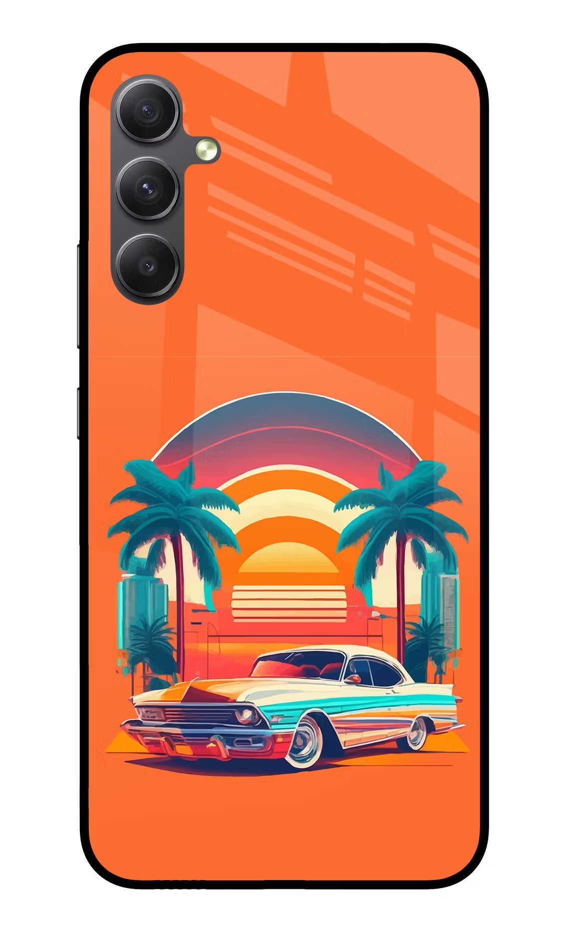 Palm Drive 80s Samsung A34 5G Glass Case