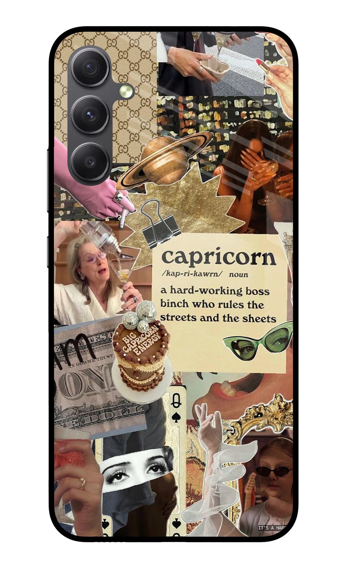 Capricorn Zodiac Samsung A34 5G Glass Case Back Cover by Casekaro