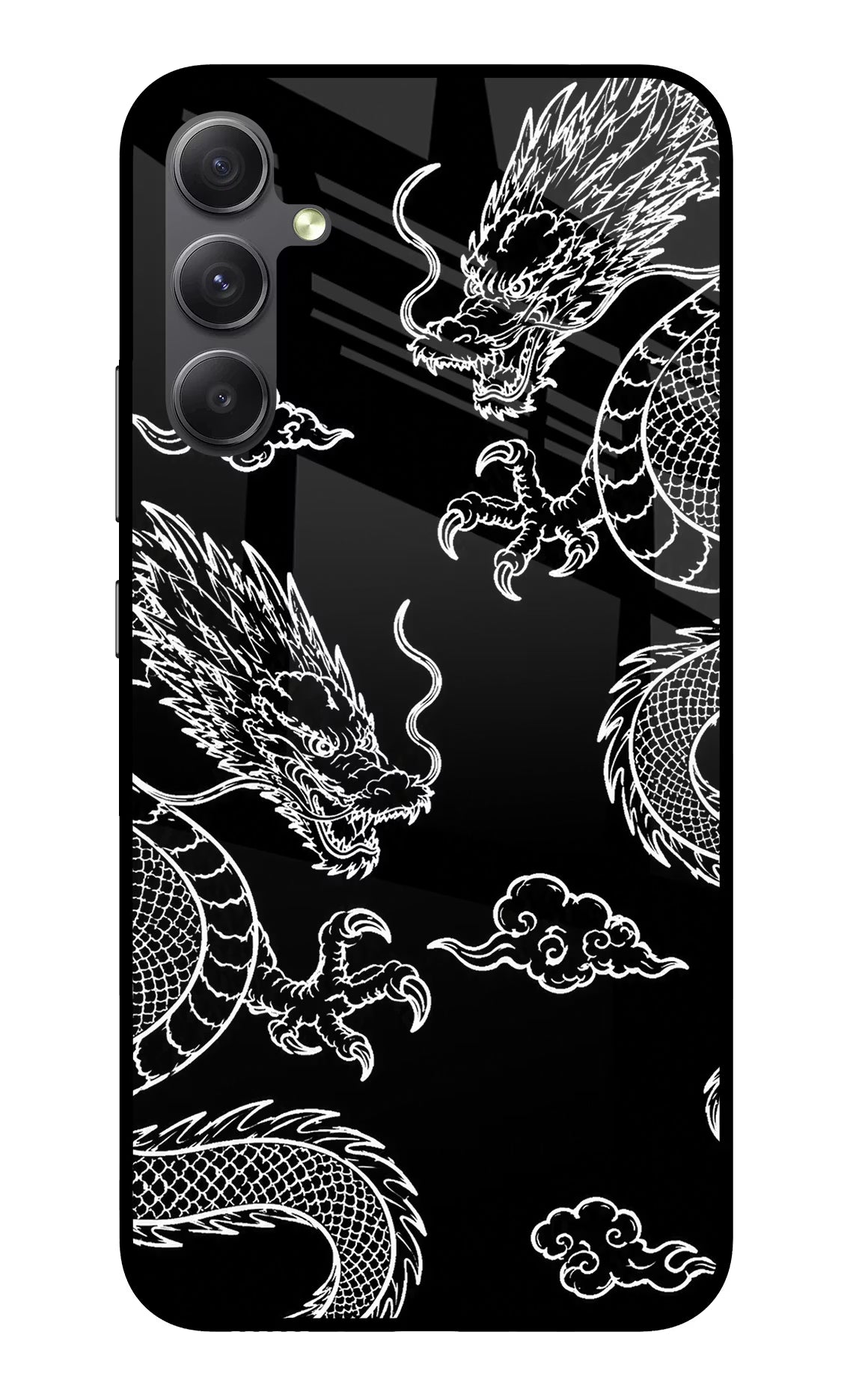Twin Dragons Samsung A34 5G Glass Case Back Cover by Casekaro