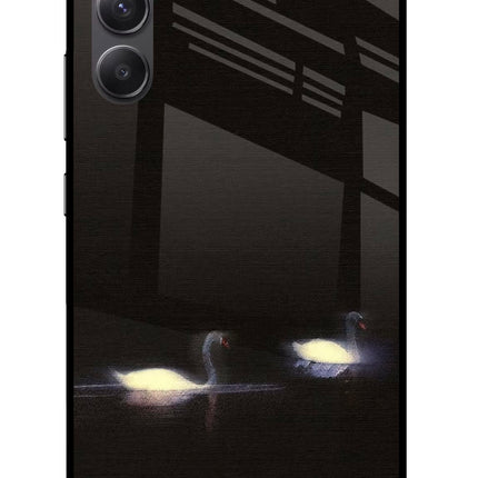 Silent Swans Samsung A34 5G Glass Case Back Cover by Casekaro