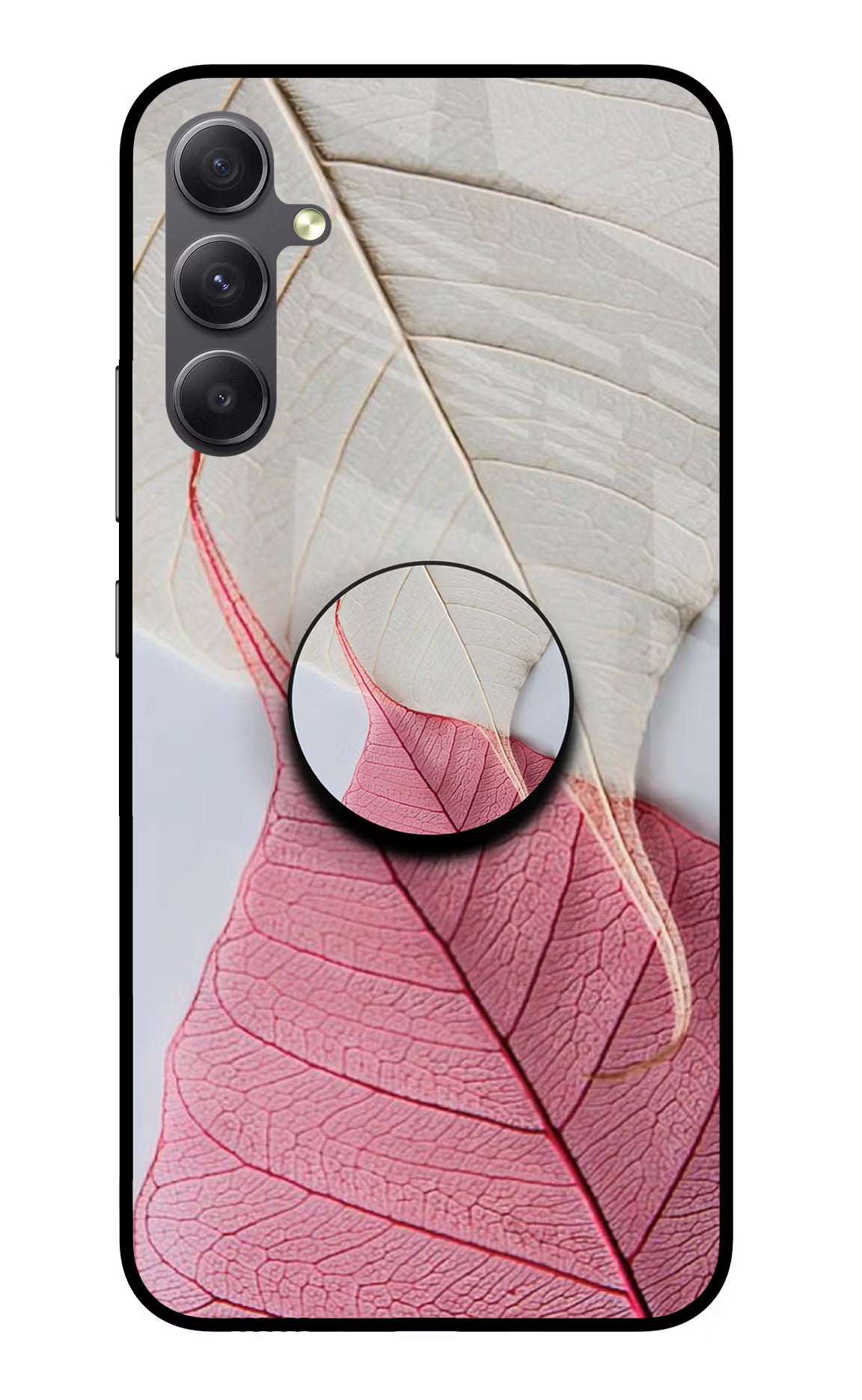 White Pink Leaf Samsung A34 5G Pop Case by Casekaro