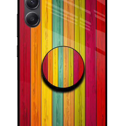 Multicolor Wooden Samsung A34 5G Glass Case