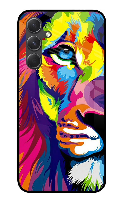 Lion Half Face Samsung A54 5G Glass Case