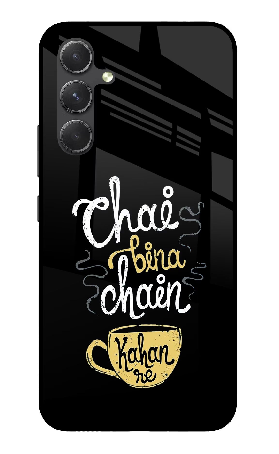 Chai Bina Chain Kaha Re Samsung A54 5G Glass Case Back Cover by Casekaro
