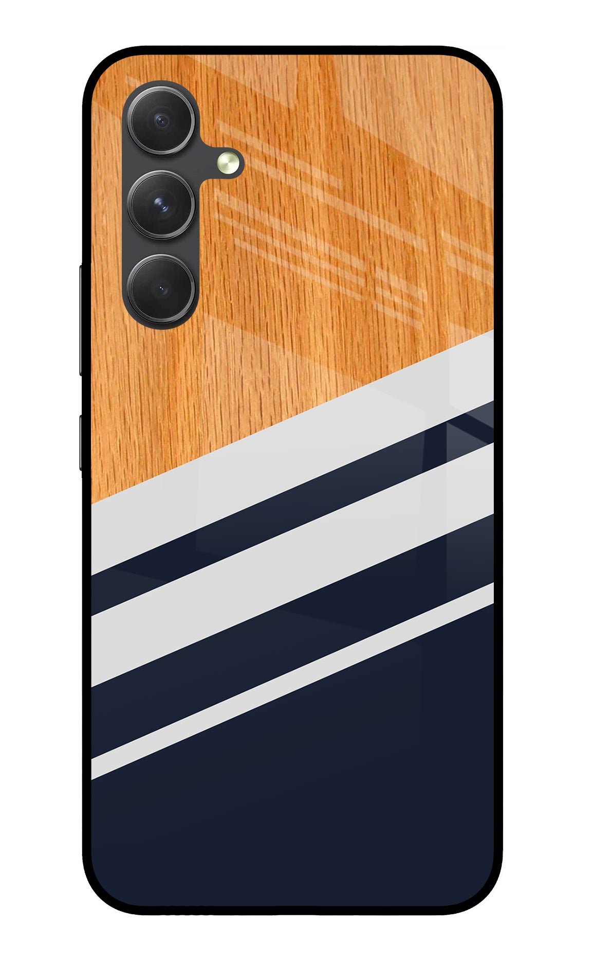 Blue and white wooden Samsung A54 5G Glass Case