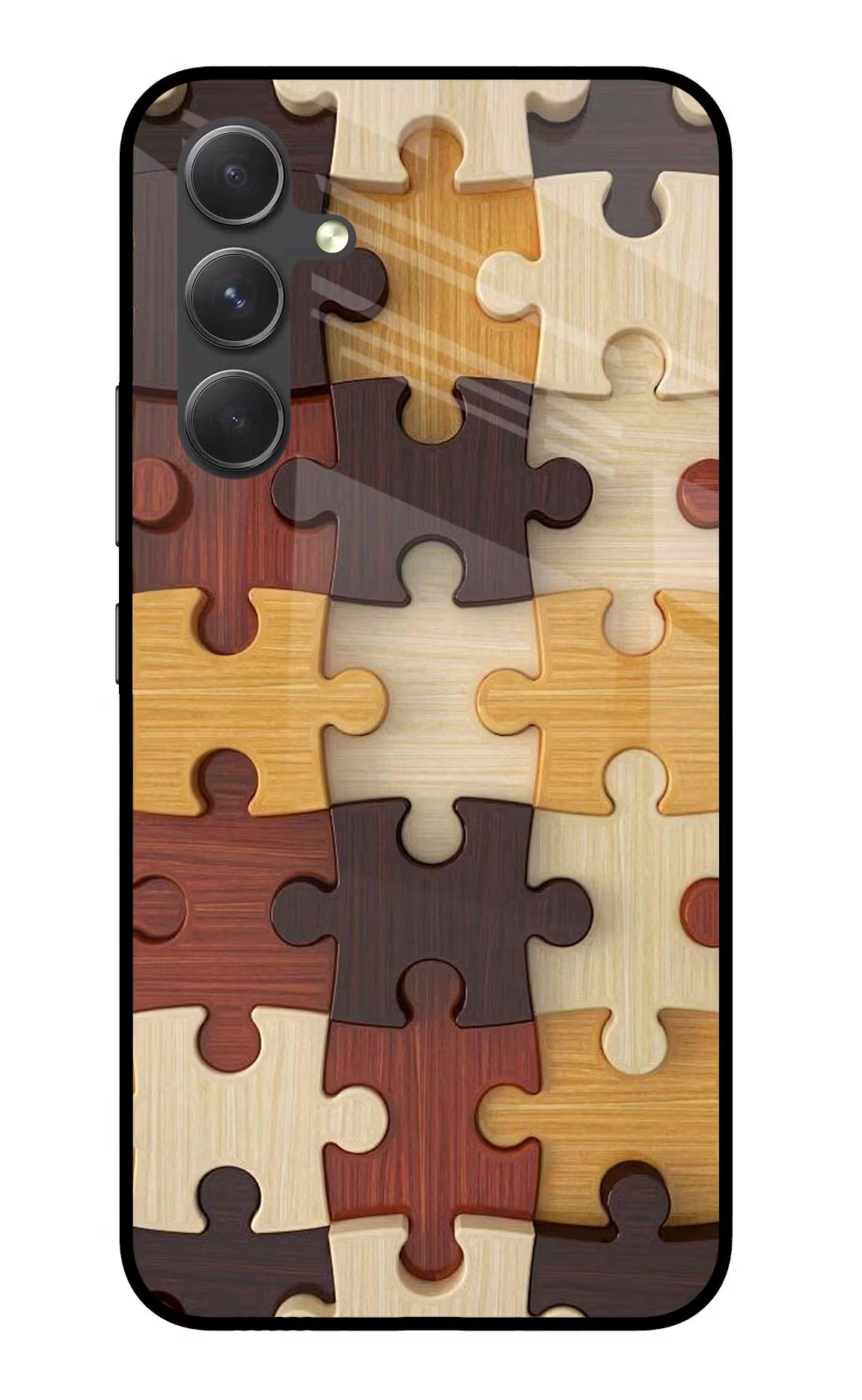 Wooden Puzzle Samsung A54 5G Glass Case Back Cover by Casekaro