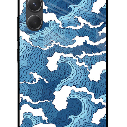 Blue Waves Samsung A54 5G Glass Case Back Cover by Casekaro