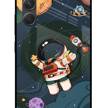 Cartoon Astronaut Samsung A54 5G Glass Case Back Cover by Casekaro