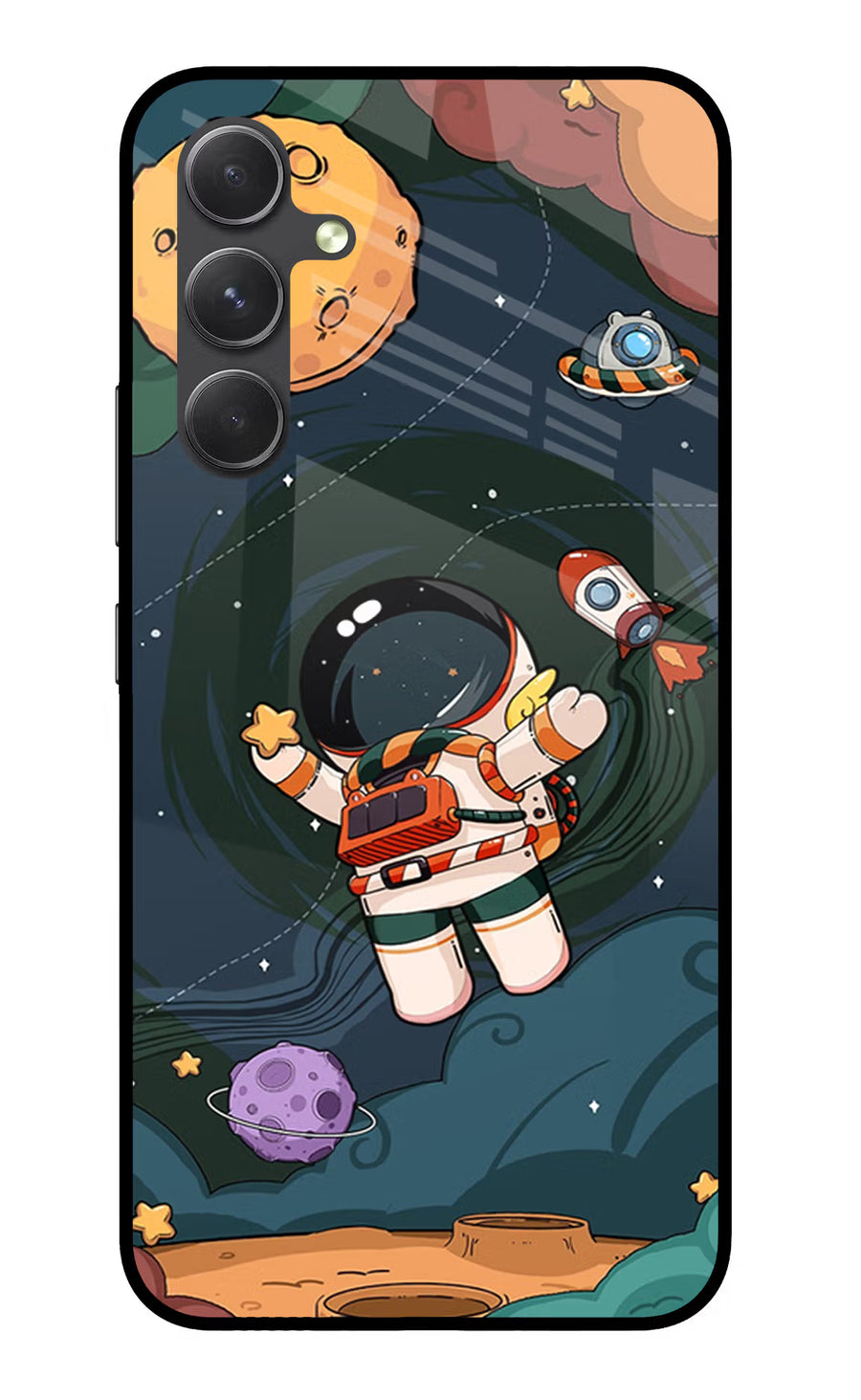 Cartoon Astronaut Samsung A54 5G Back Cover, Glass case