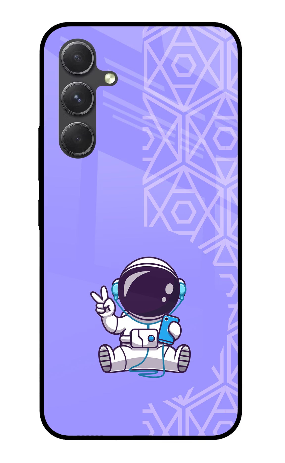 Cute Astronaut Chilling Samsung A54 5G Glass Case Back Cover by Casekaro