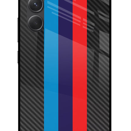 BMW Stripes Pattern Samsung A54 5G Glass Case Back Cover by Casekaro